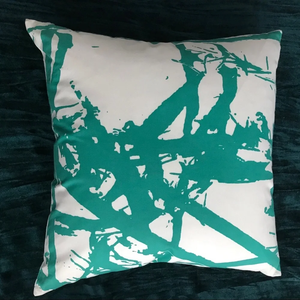 Set of 2 Unison Throw Pillows Teal White Splatter green blue